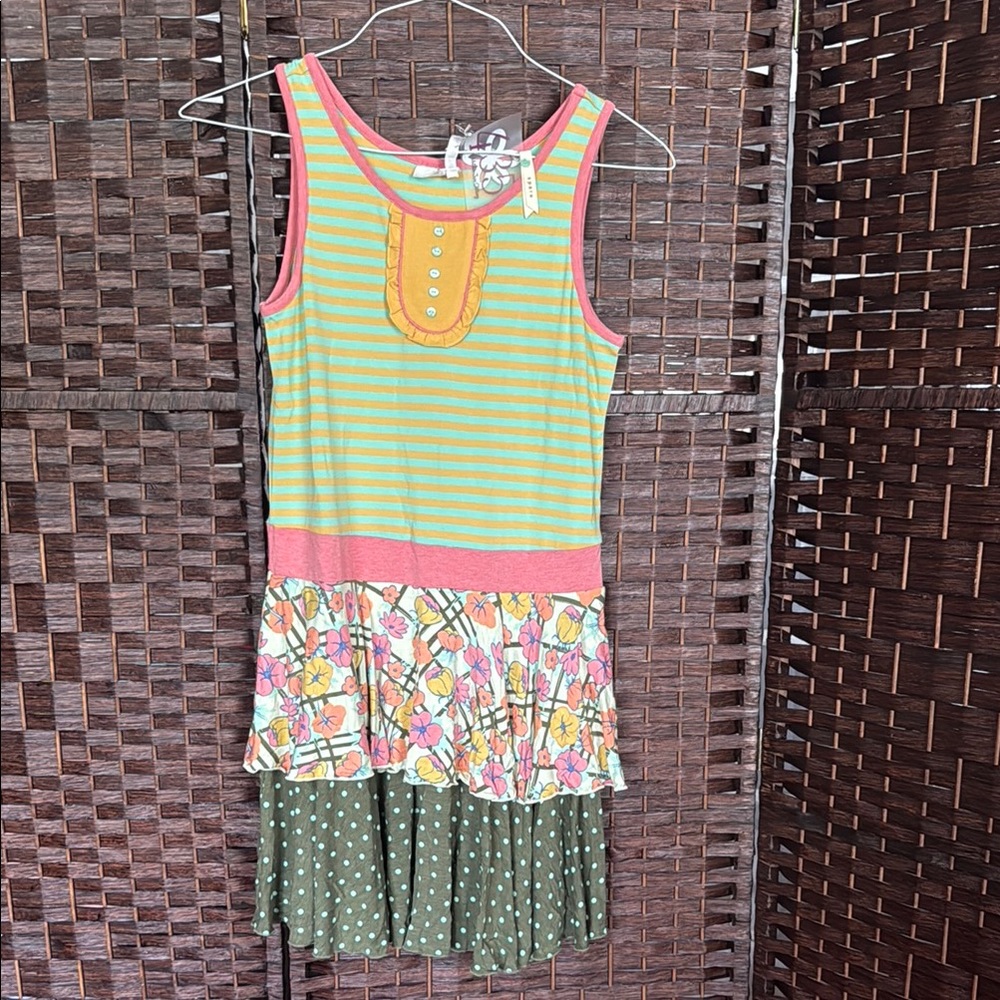 Matilda Jane 435 girls 14 Striped dress with Button Detail polka dots NWT NEW